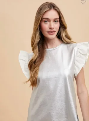Silver Ruffle Top