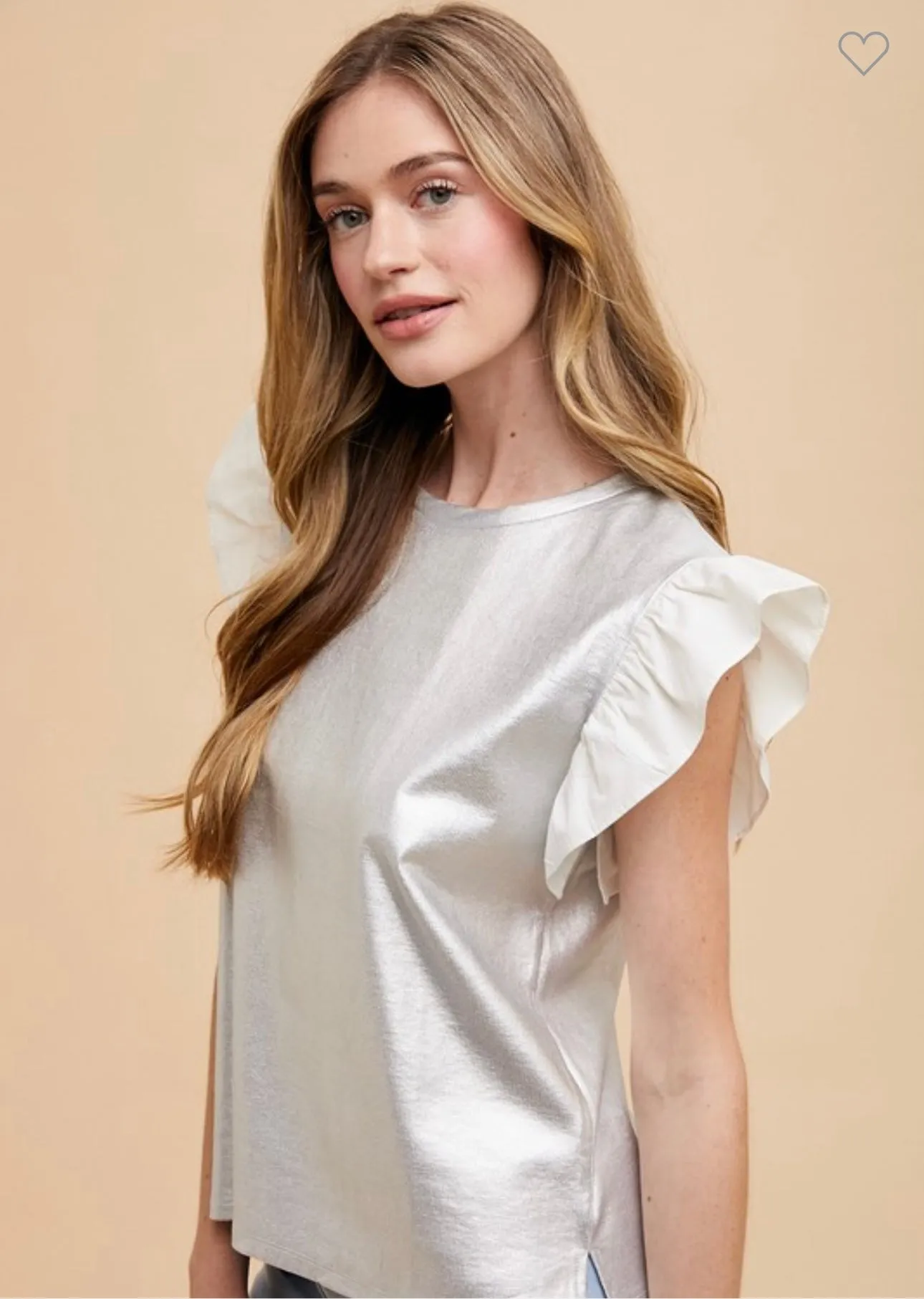 Silver Ruffle Top
