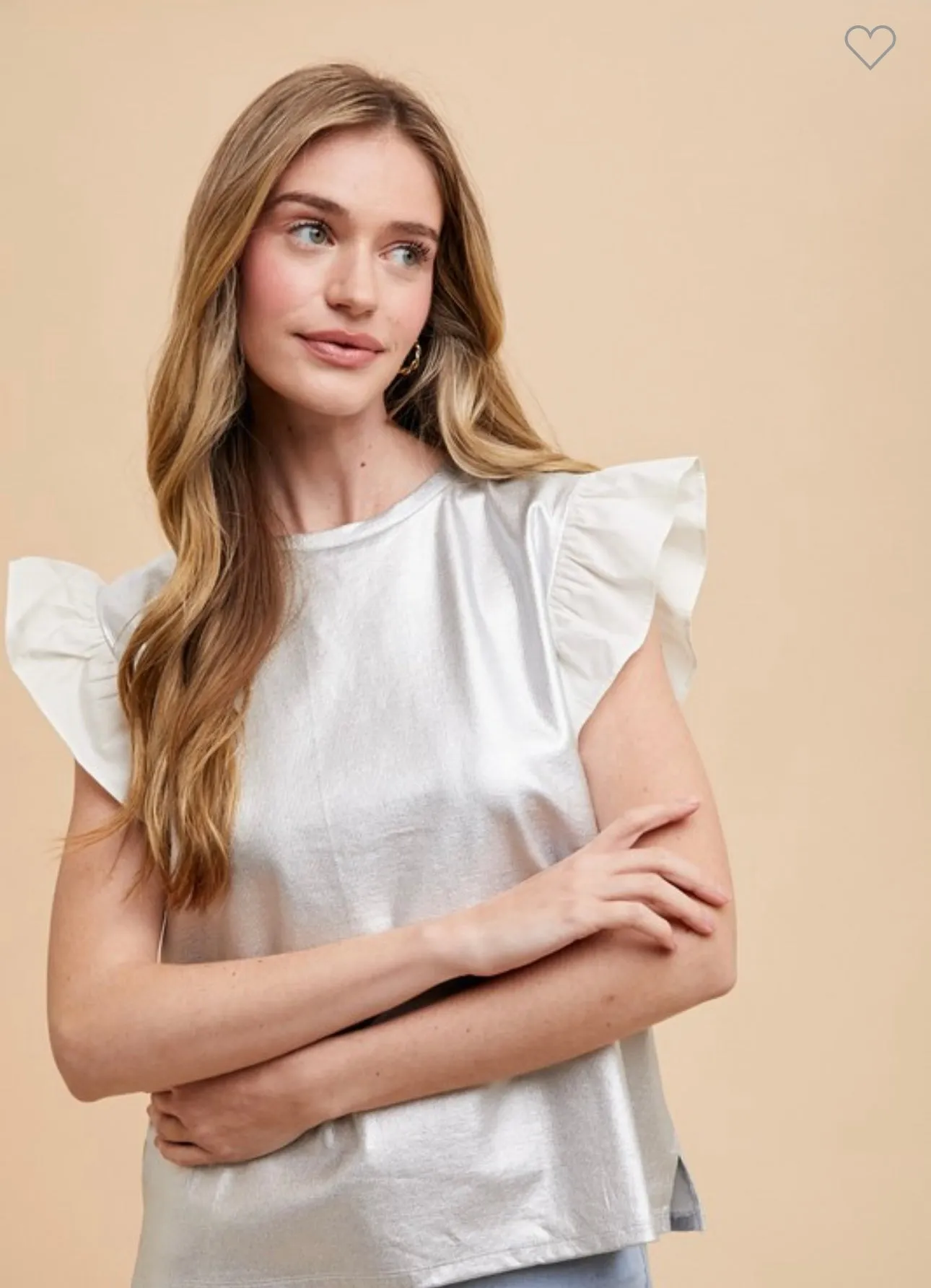 Silver Ruffle Top