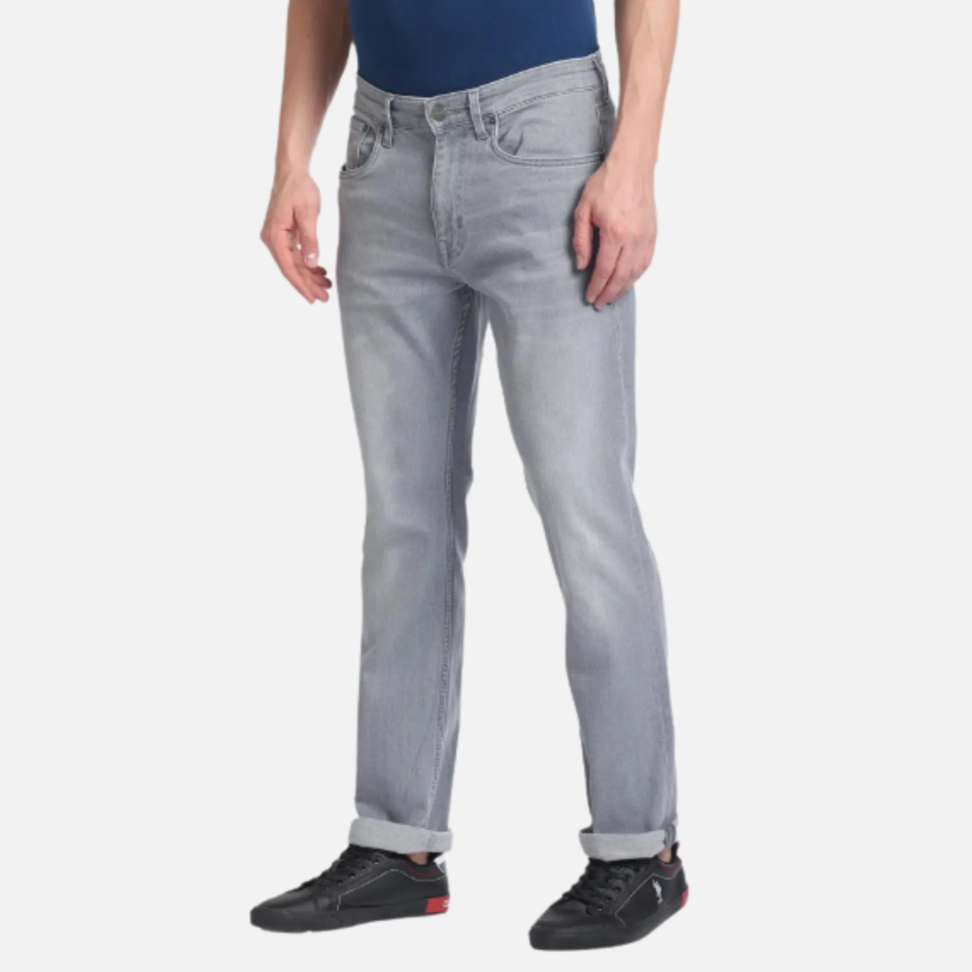 Slim Straight Fit Stone Wash Jeans