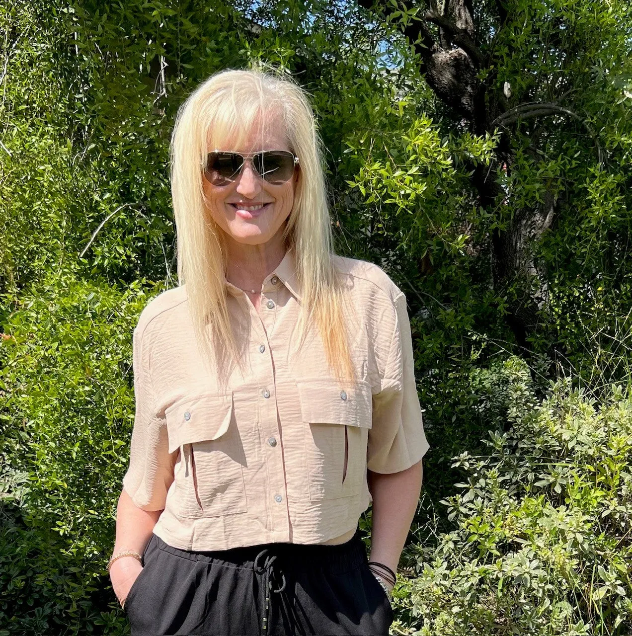 Sonya Beach Chic Button Down Cropped Top