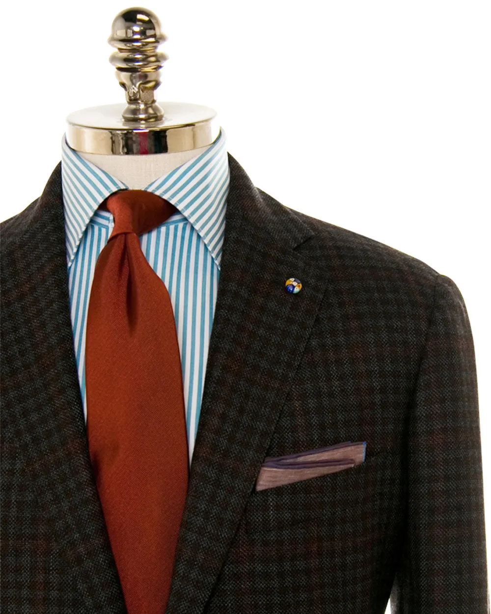 Steel Blue and Orange Check Deconstructed Jacket