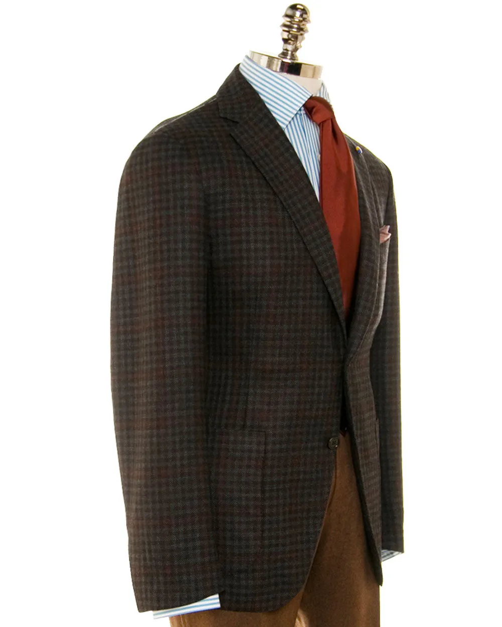 Steel Blue and Orange Check Deconstructed Jacket
