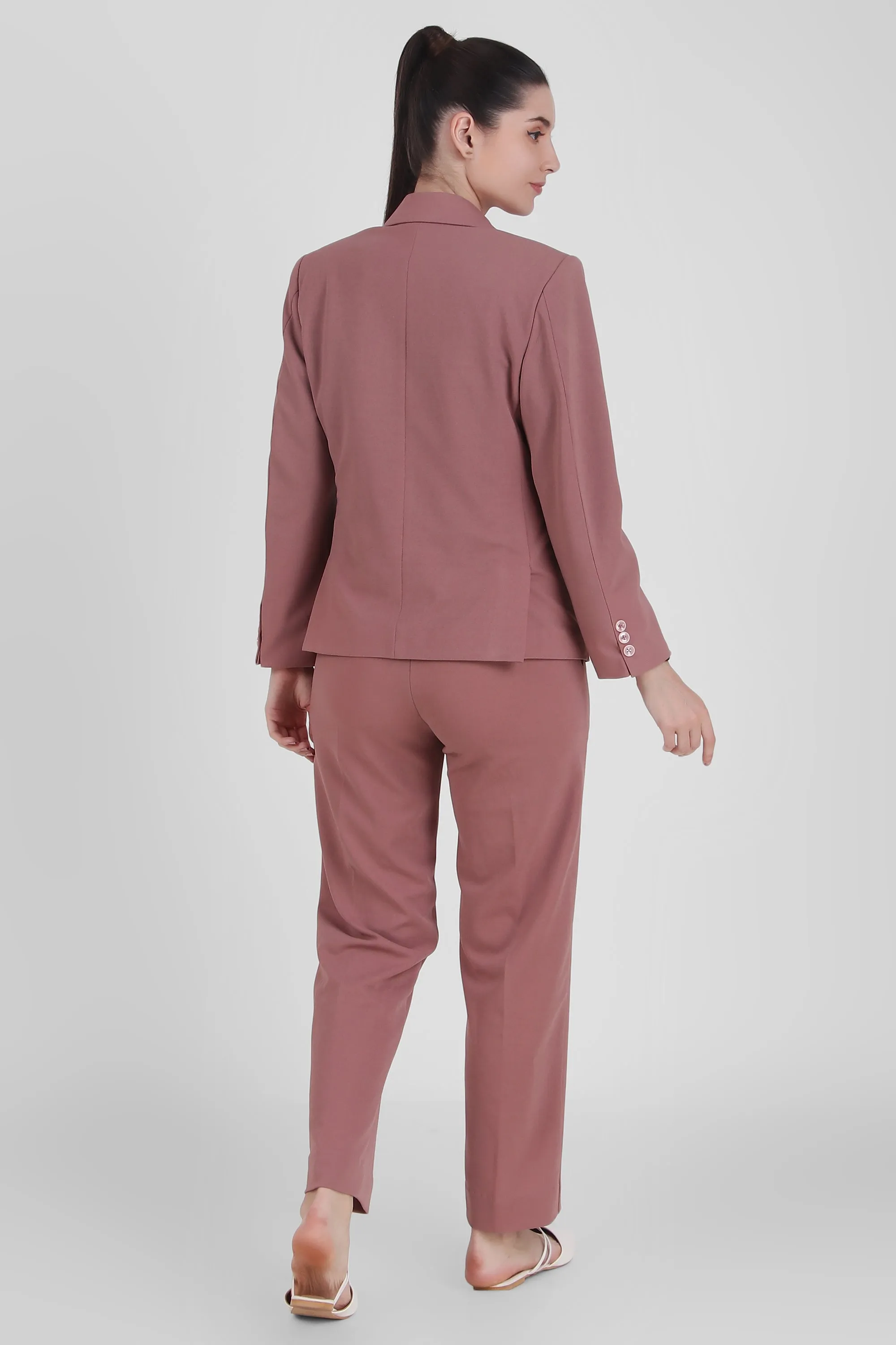 Stretch Crepe Single Breasted Blazer, Dusky Rose