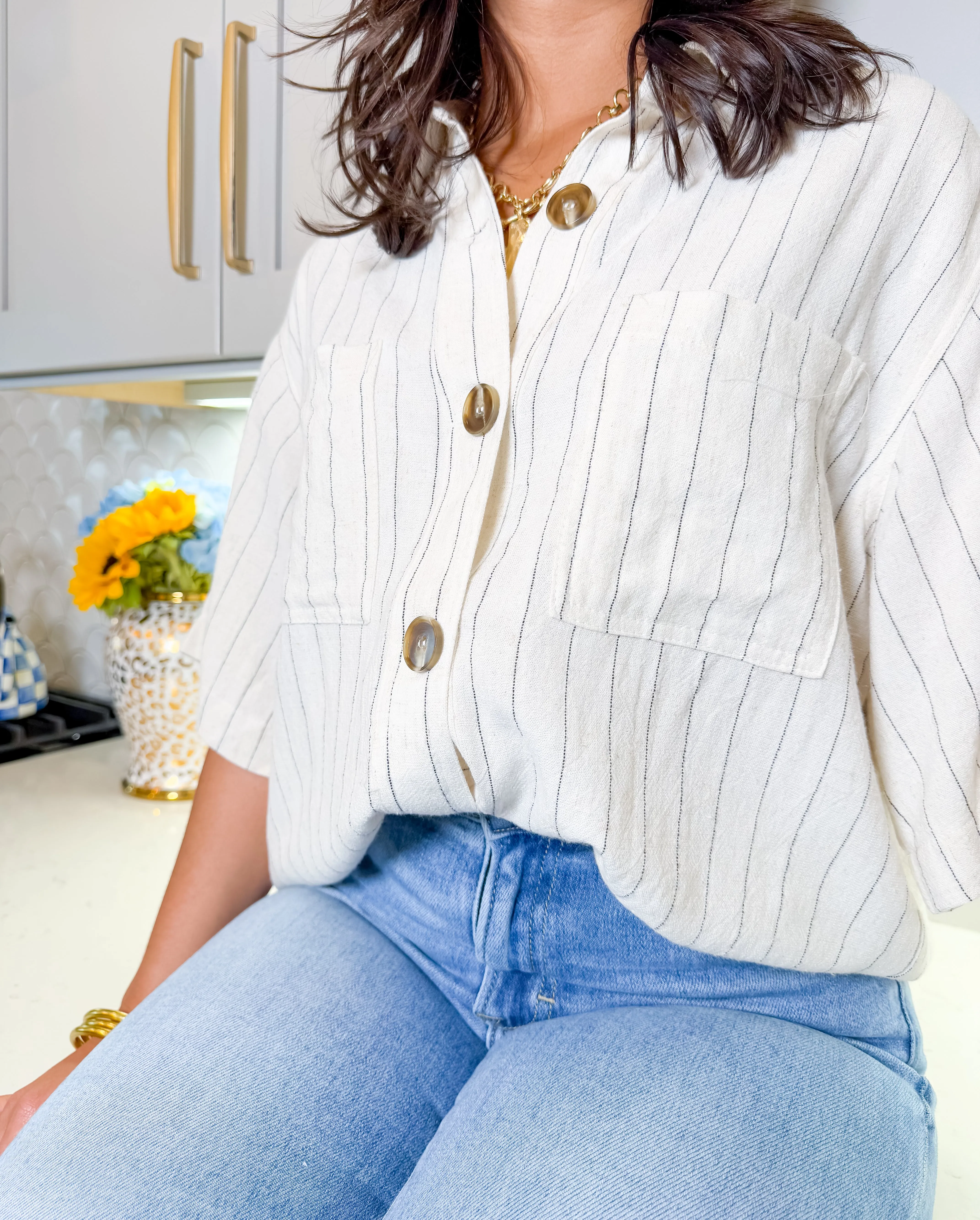 Stripe Avenue Button Down Top