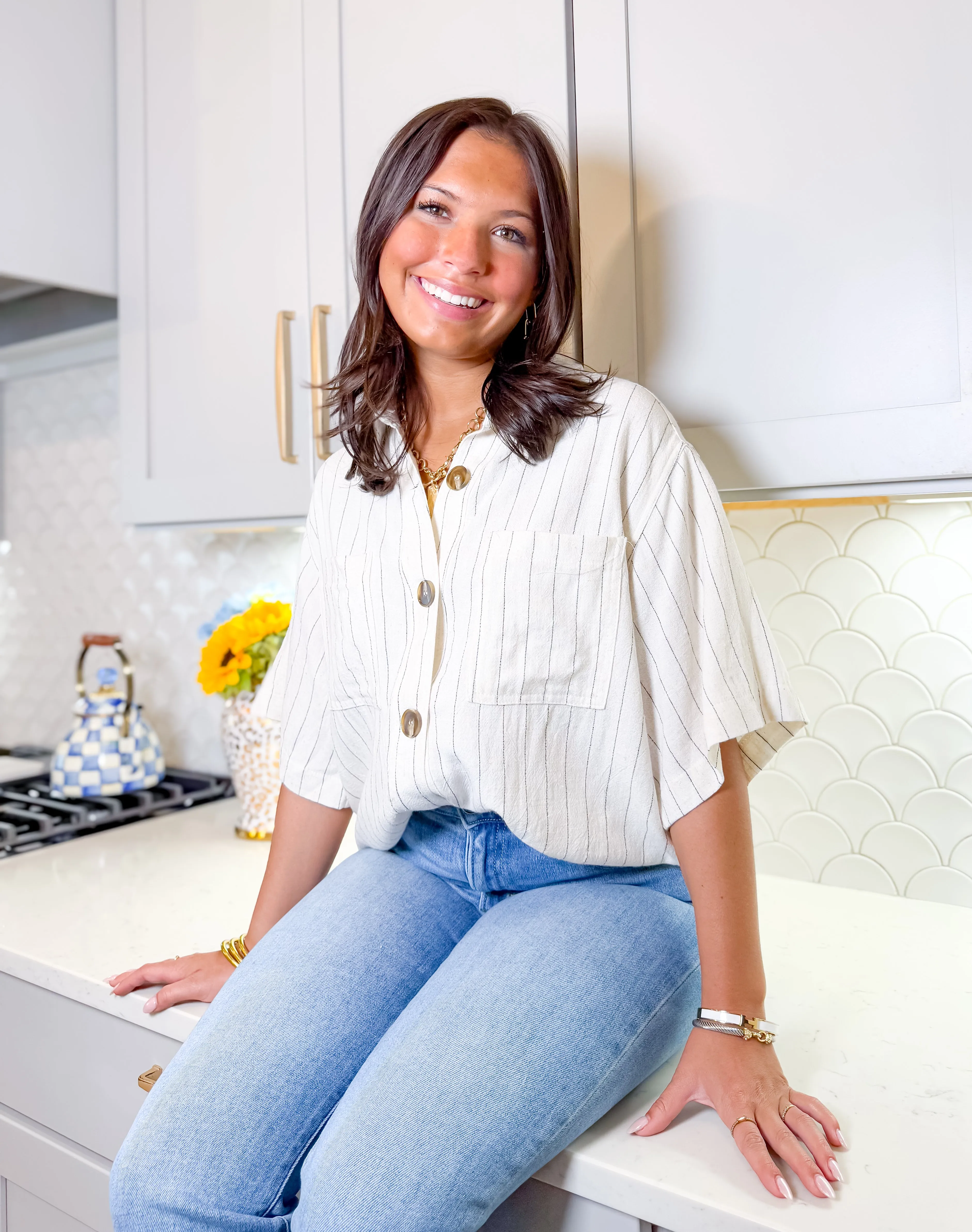 Stripe Avenue Button Down Top