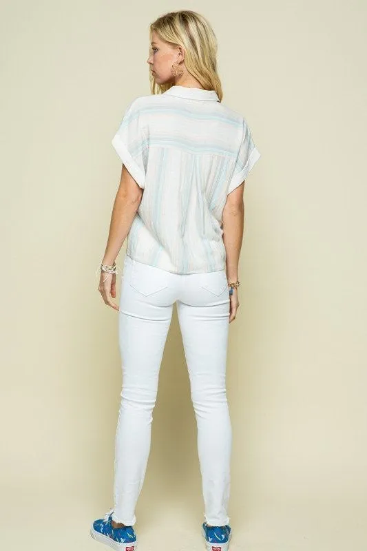 Striped Button Top | FINAL SALE