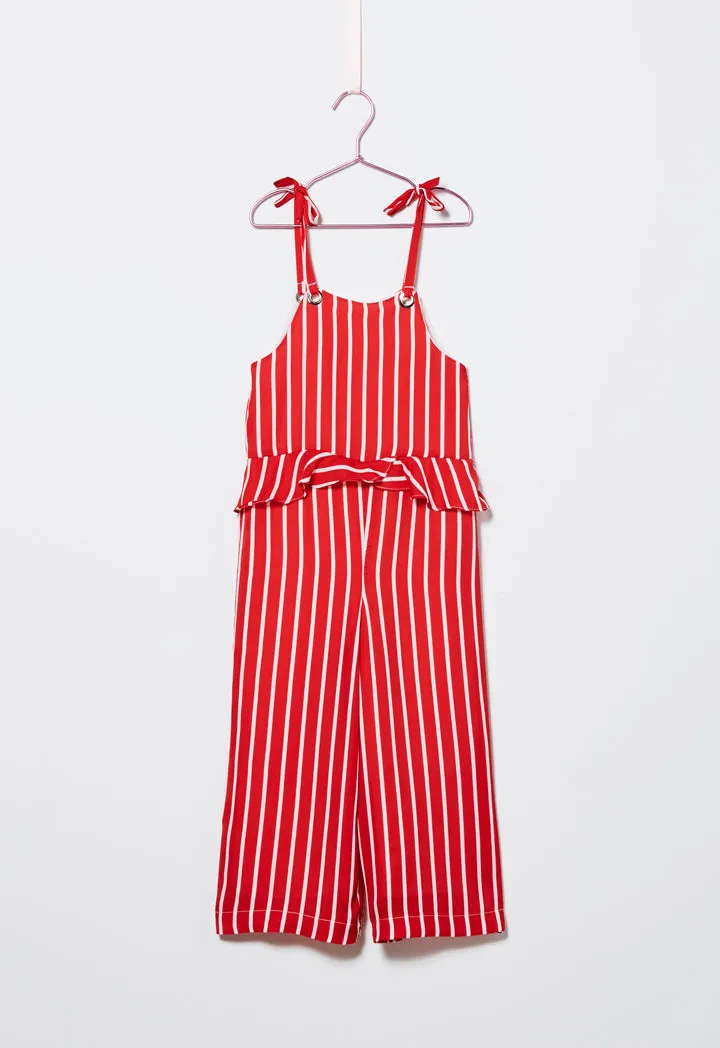 Striped Frill Lace Jumpsuit