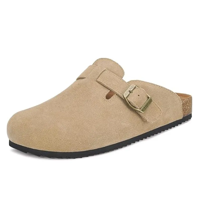 Suede Mules Footbed Clogs – Comfortable Slip On Sandals