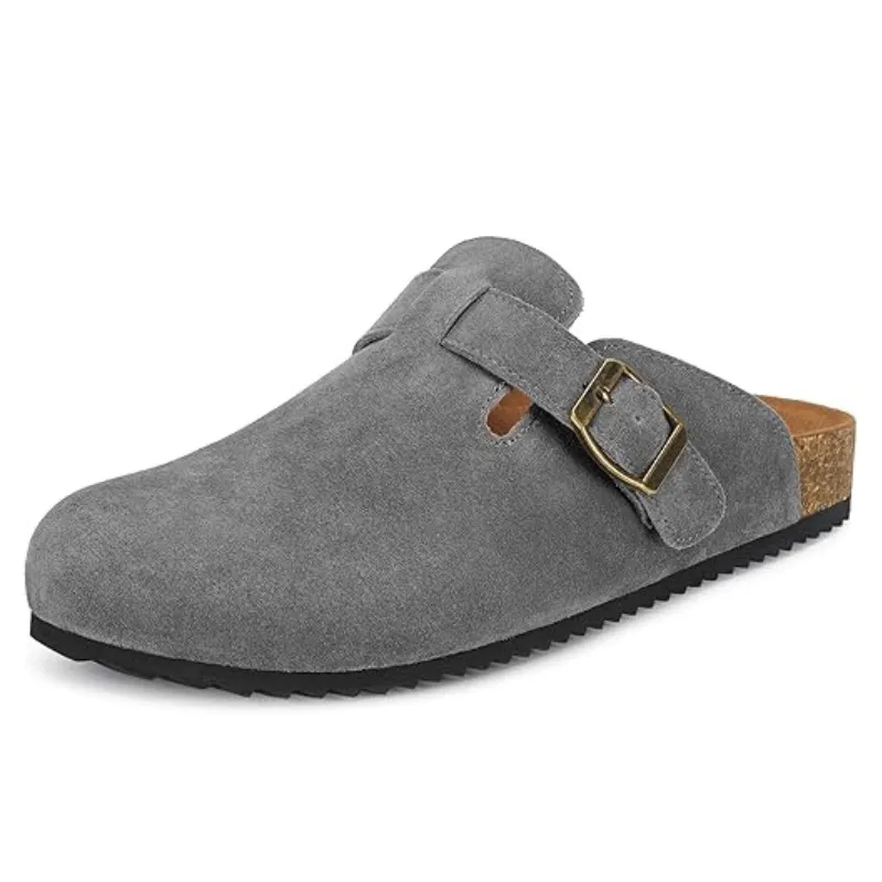 Suede Mules Footbed Clogs – Comfortable Slip On Sandals