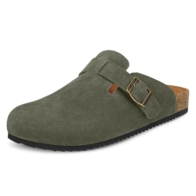 Suede Mules Footbed Clogs – Comfortable Slip On Sandals
