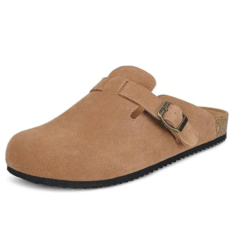 Suede Mules Footbed Clogs – Comfortable Slip On Sandals
