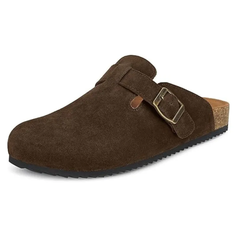 Suede Mules Footbed Clogs – Comfortable Slip On Sandals