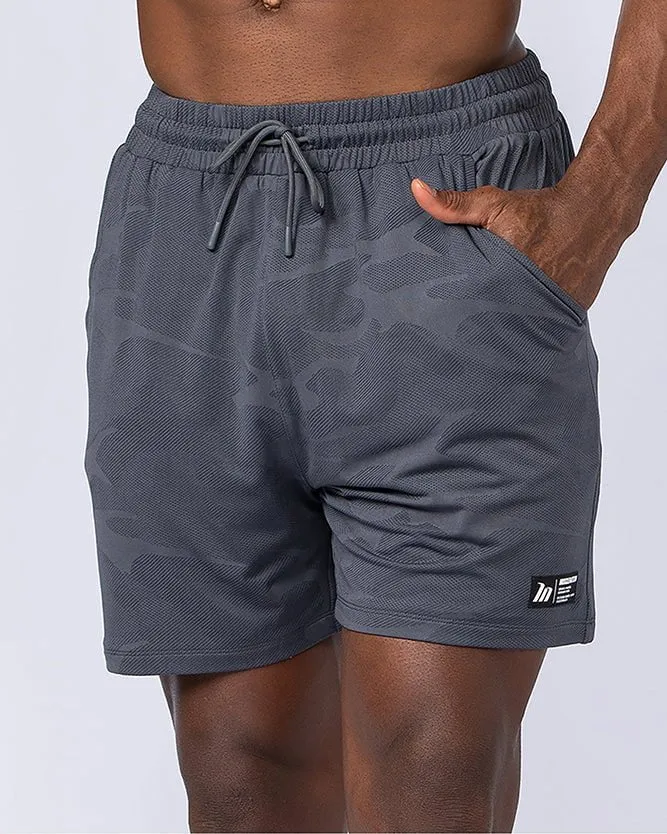 Tech Camo Lay Up 5" Shorts - Dark Grey Camo