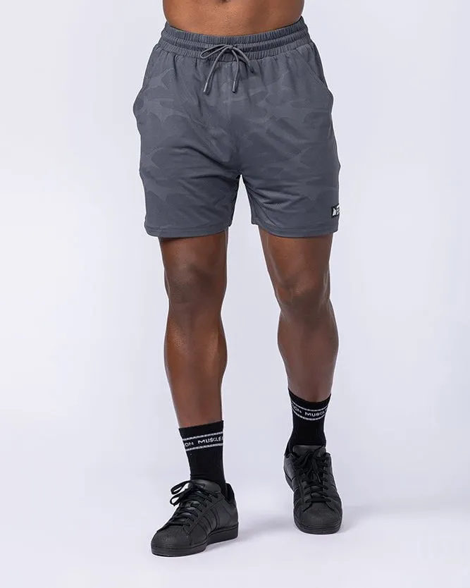 Tech Camo Lay Up 5" Shorts - Dark Grey Camo