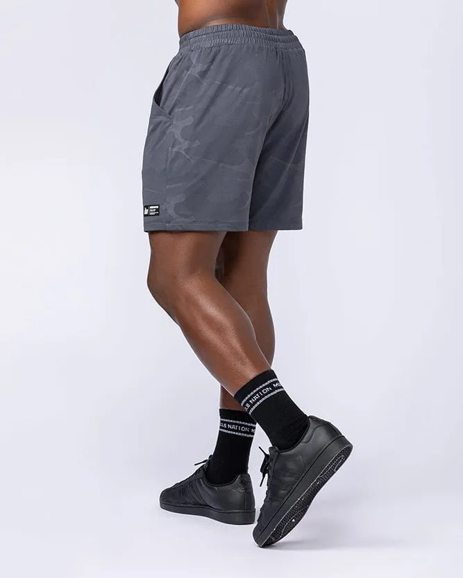 Tech Camo Lay Up 5" Shorts - Dark Grey Camo