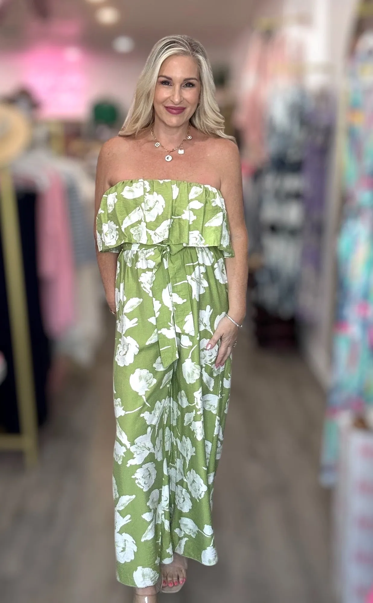 The Apple Green Floral Jumpsuit