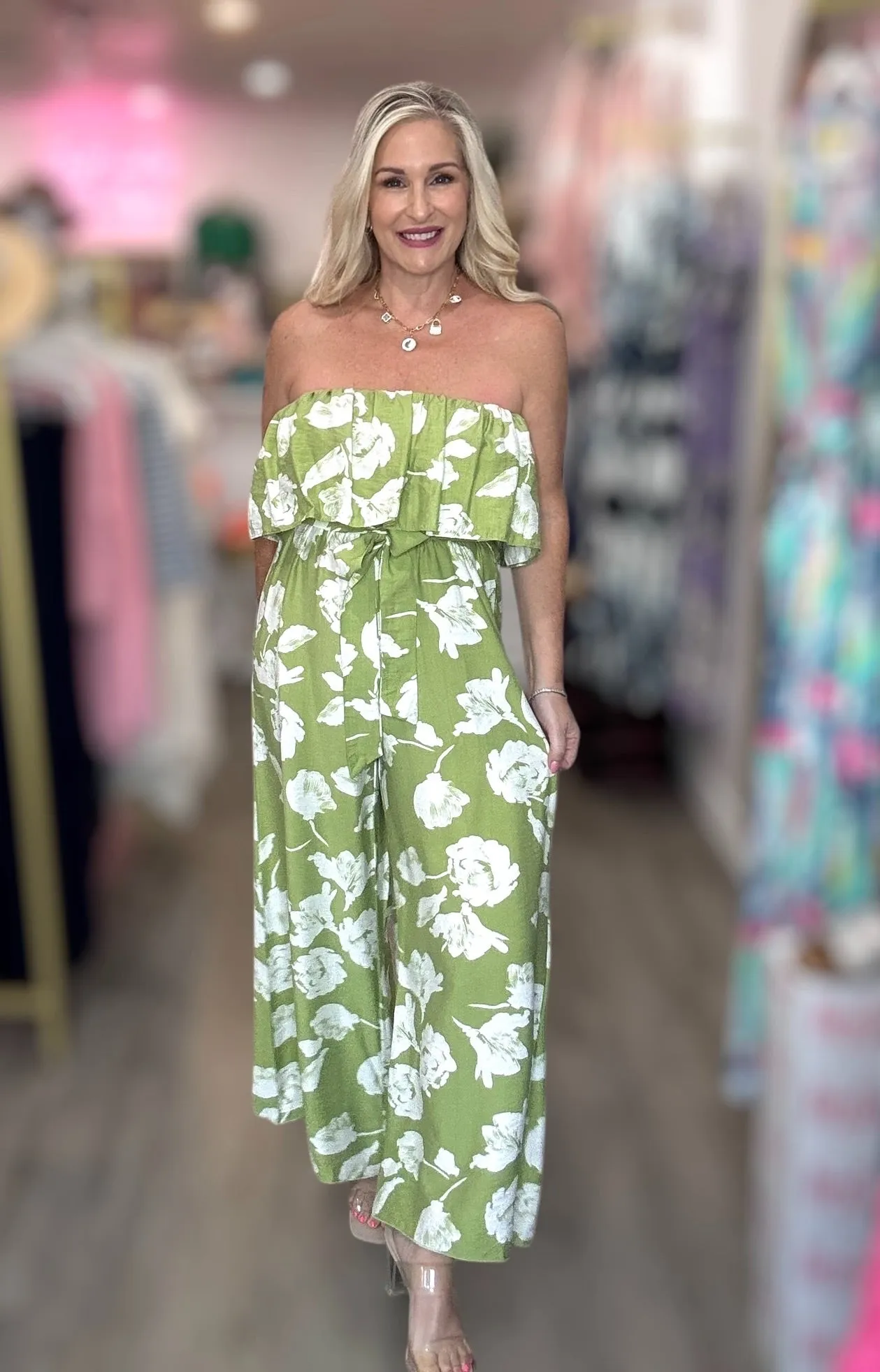 The Apple Green Floral Jumpsuit