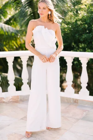 The Love Of Drama White Ruffled Jumpsuit
