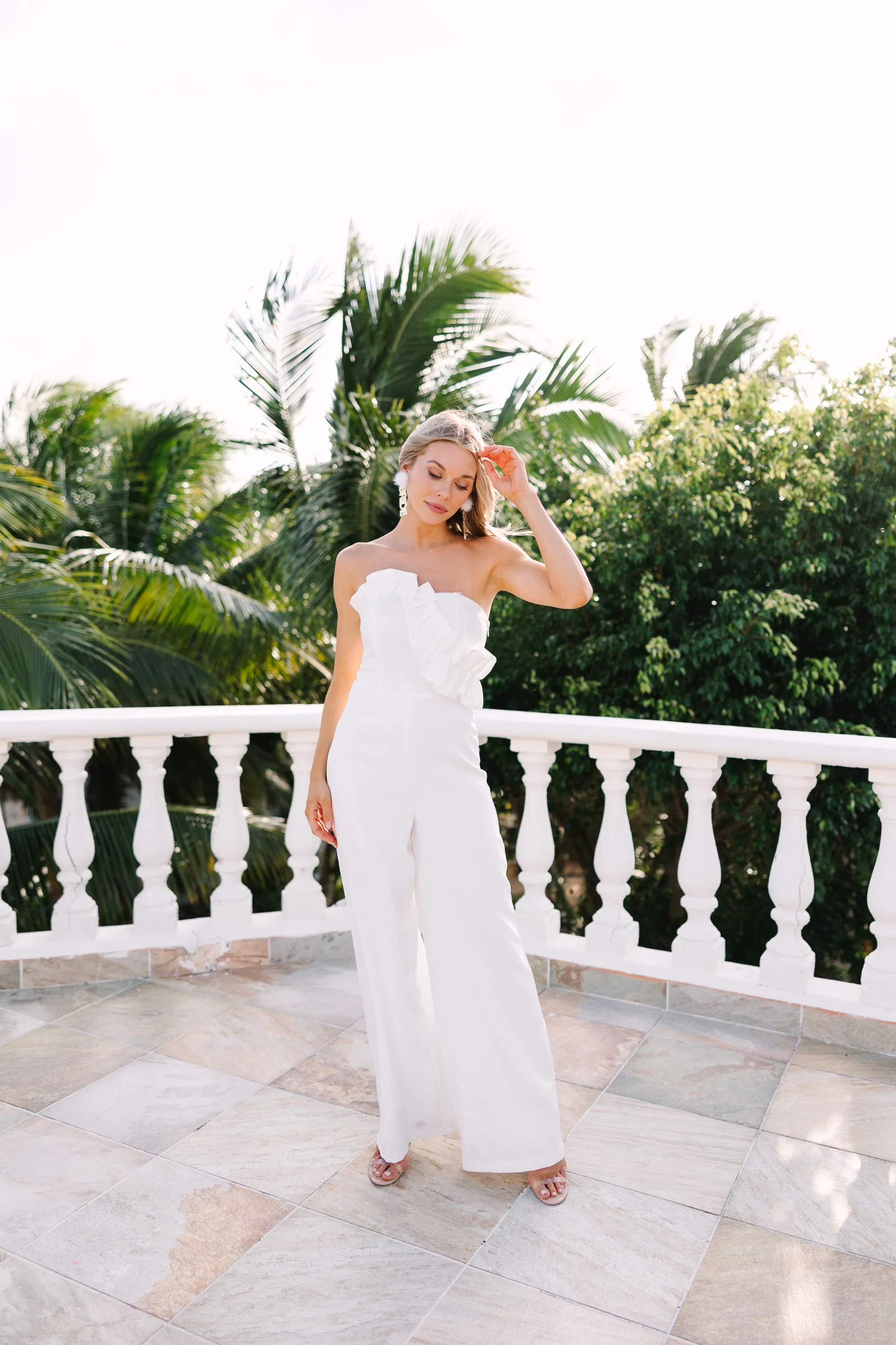 The Love Of Drama White Ruffled Jumpsuit