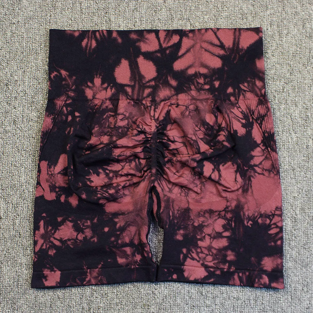 Tie-Dye High-Waist Yoga Shorts - Stylish, Comfortable Fit