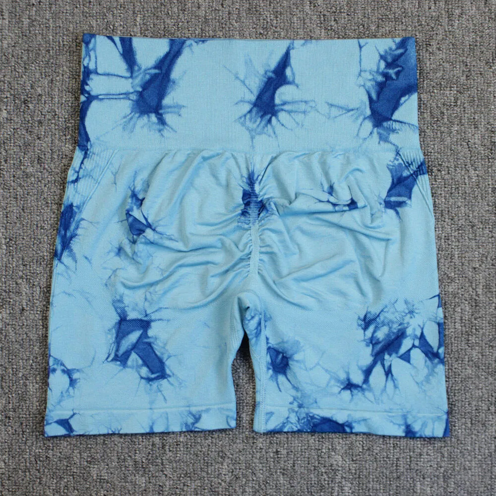 Tie-Dye High-Waist Yoga Shorts - Stylish, Comfortable Fit