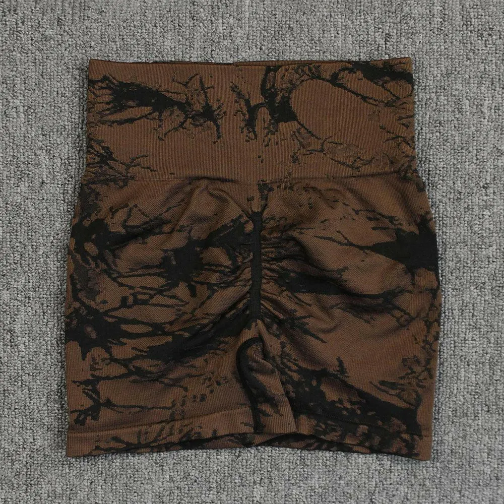 Tie-Dye High-Waist Yoga Shorts - Stylish, Comfortable Fit