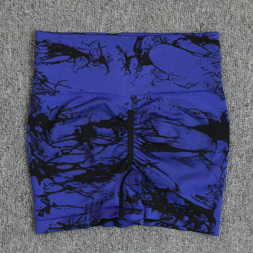 Tie-Dye High-Waist Yoga Shorts - Stylish, Comfortable Fit