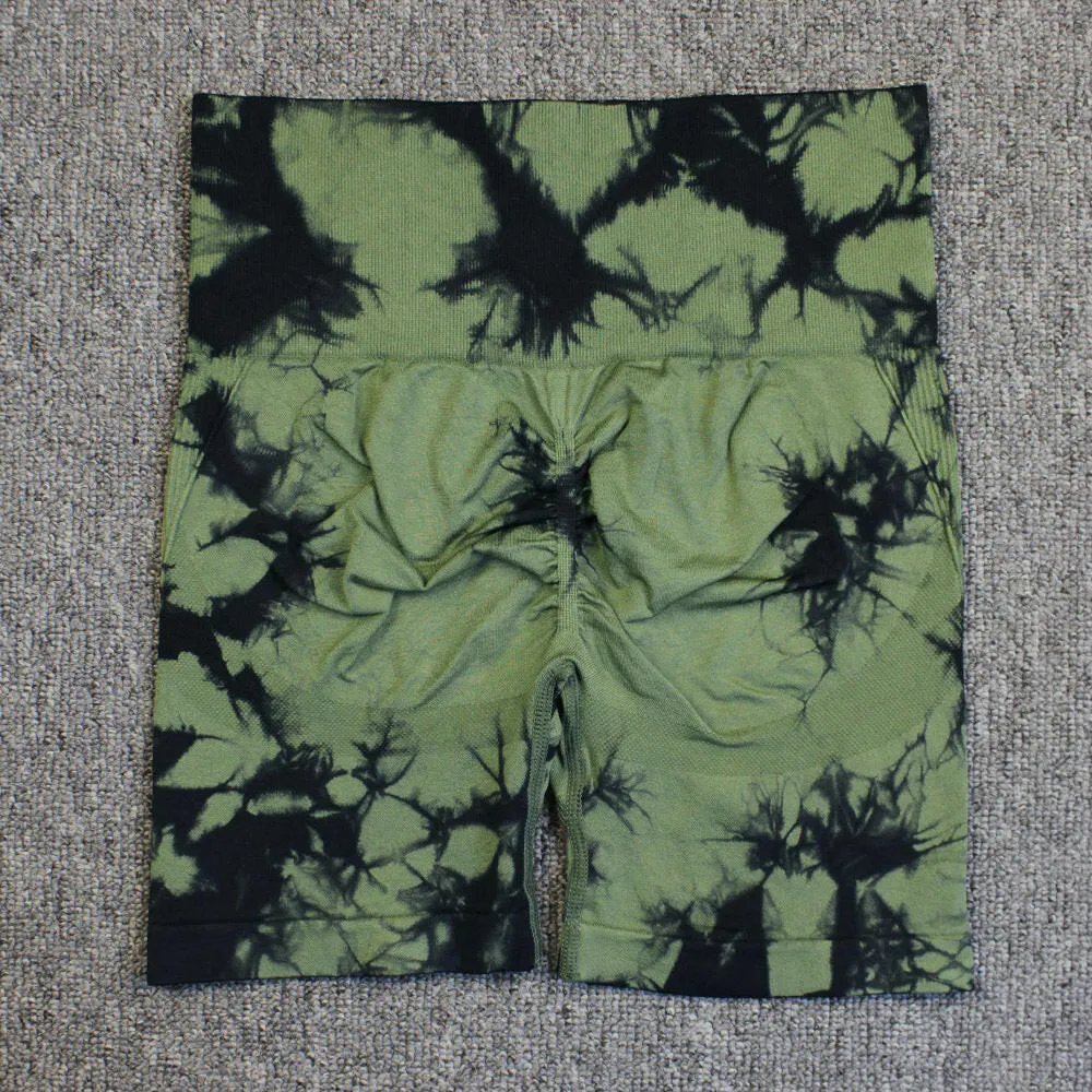 Tie-Dye High-Waist Yoga Shorts - Stylish, Comfortable Fit