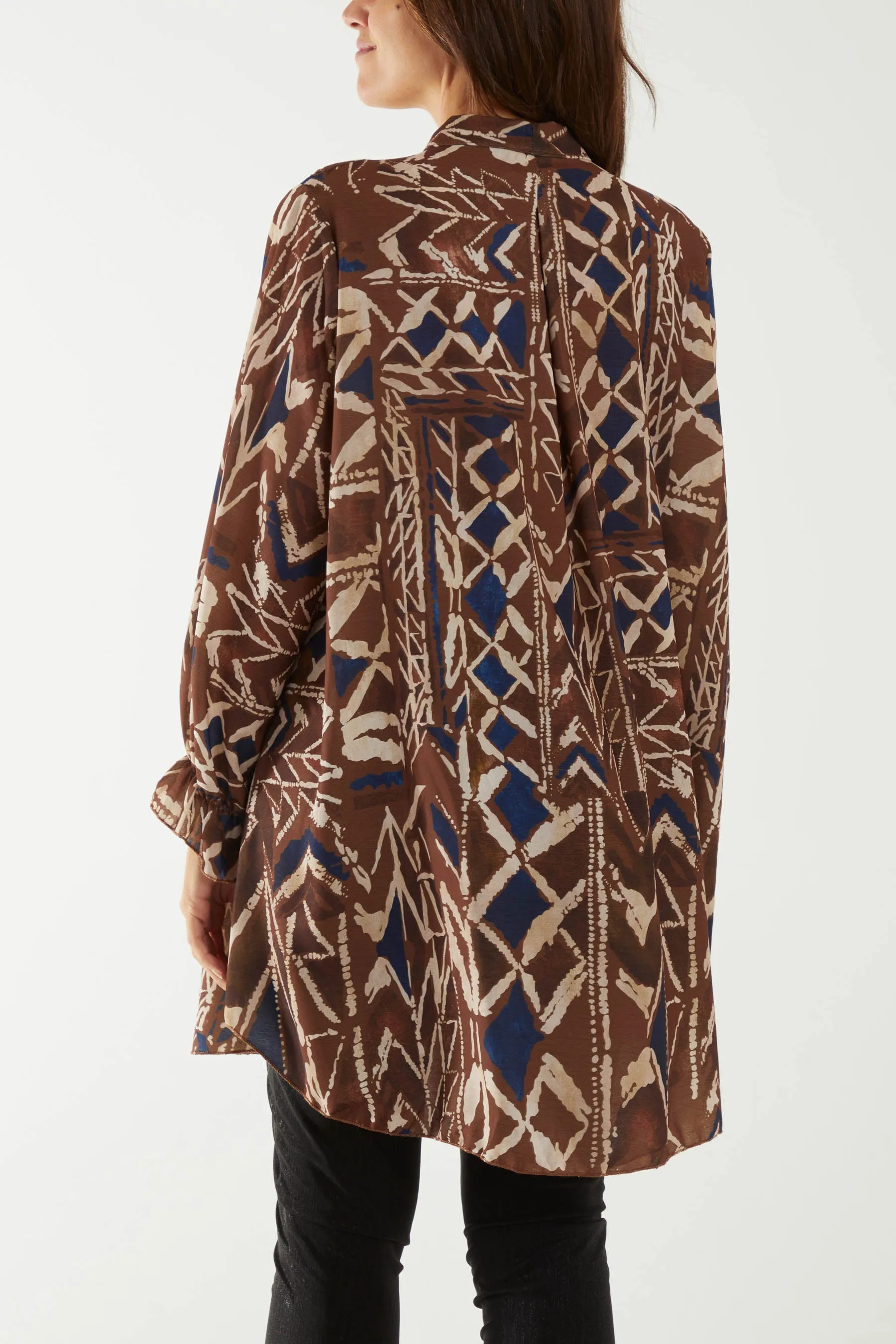 Tribal Print Ruffle Blouse