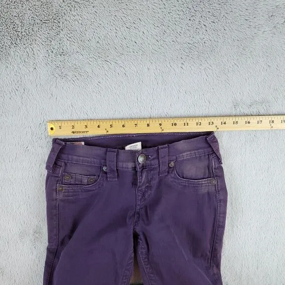 True Religion‎ Casey Jeans Womens Sz 25 Purple Super Skinny Stretchy 28&quot; Inseam