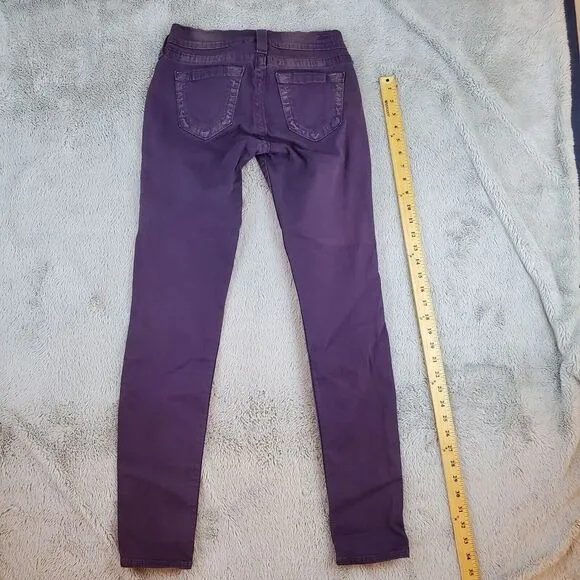 True Religion‎ Casey Jeans Womens Sz 25 Purple Super Skinny Stretchy 28&quot; Inseam