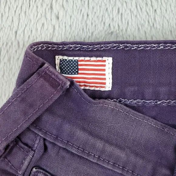 True Religion‎ Casey Jeans Womens Sz 25 Purple Super Skinny Stretchy 28&quot; Inseam