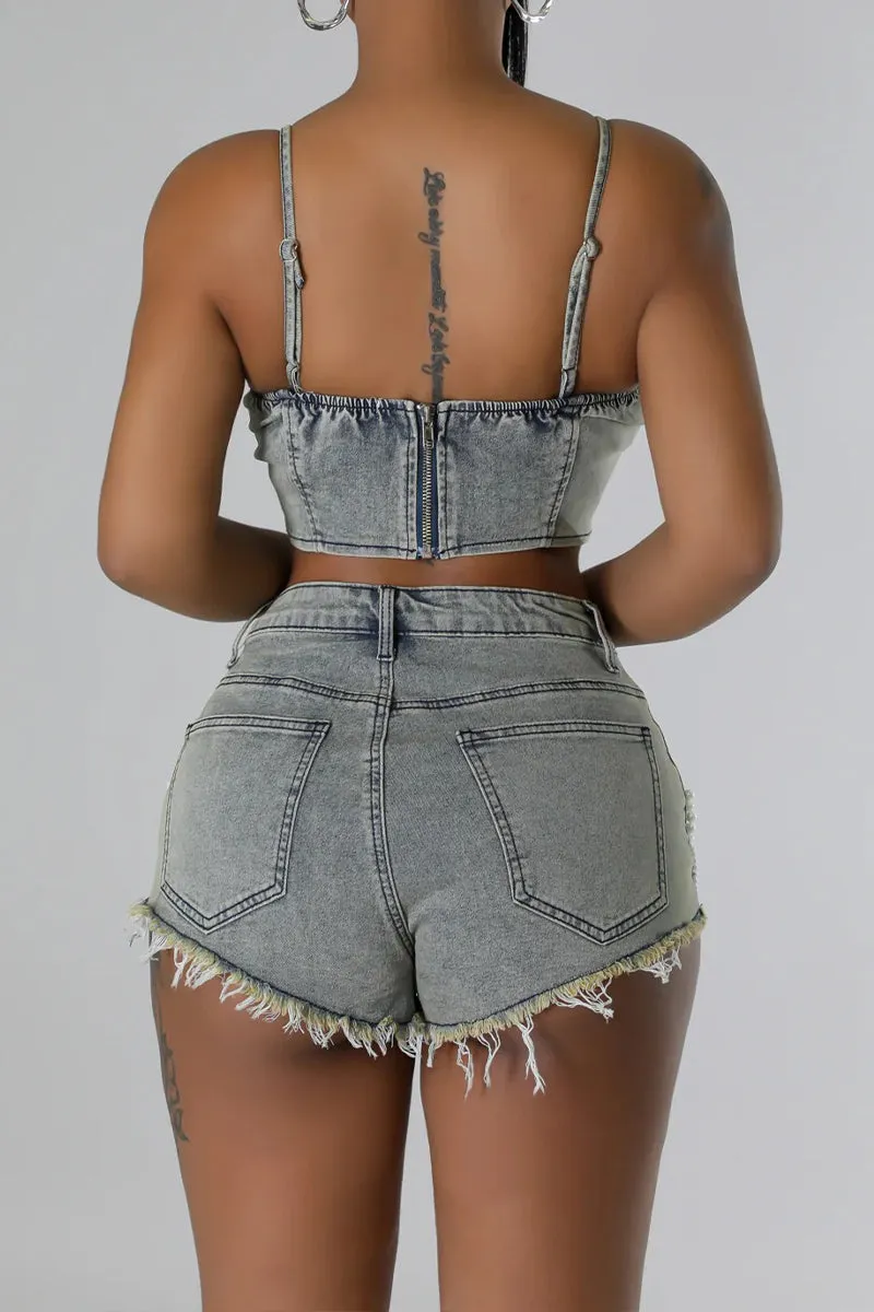 UR3081 Denim Camis and Shorts Set