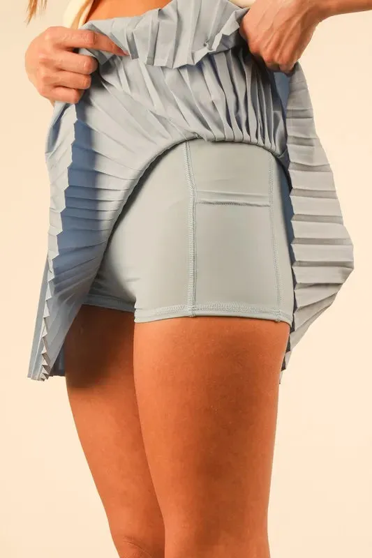 VERY J Pleated Activewear Skirt with Shorts Inside