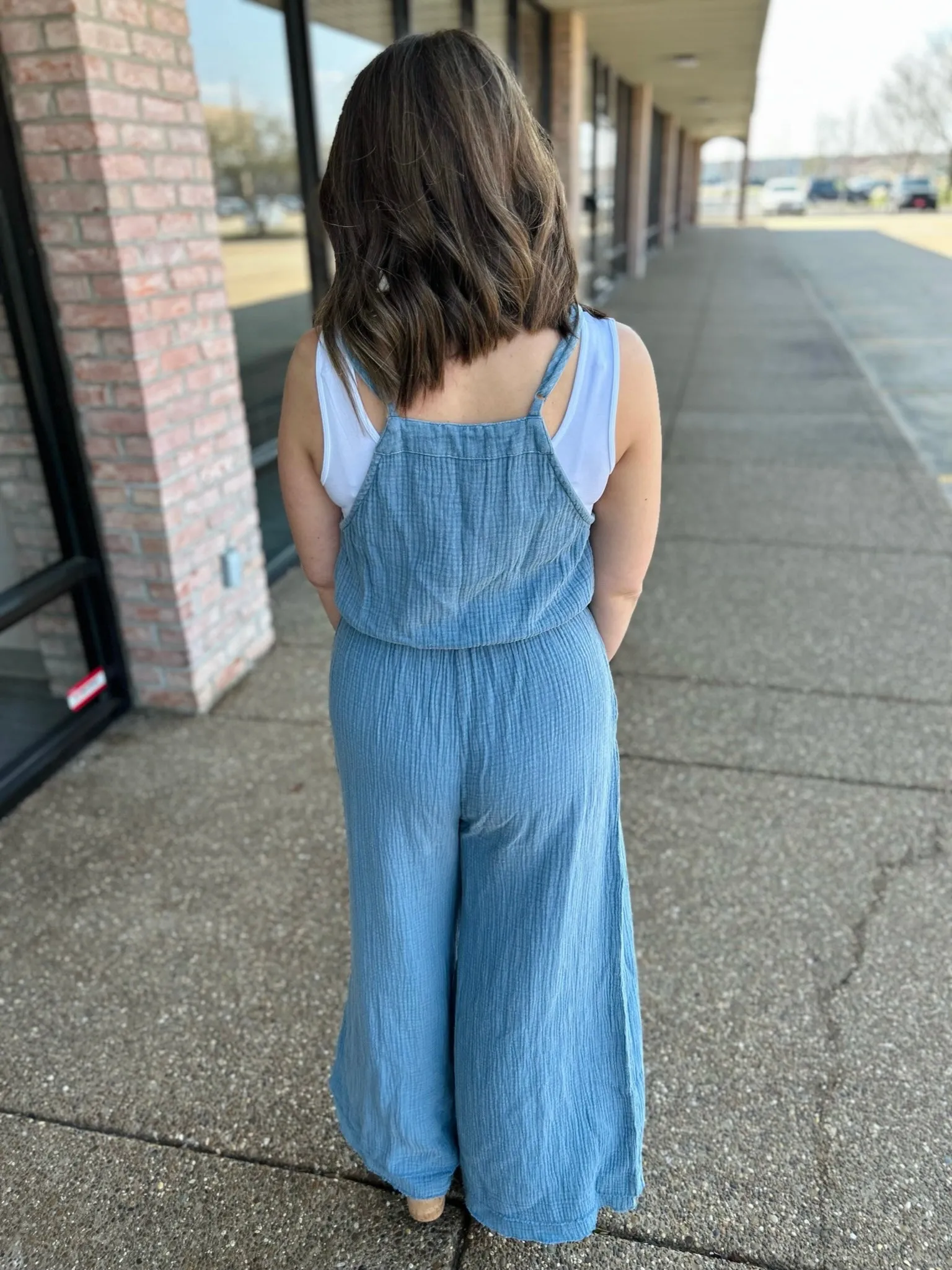 Vintage Blue Cotton Jumpsuit