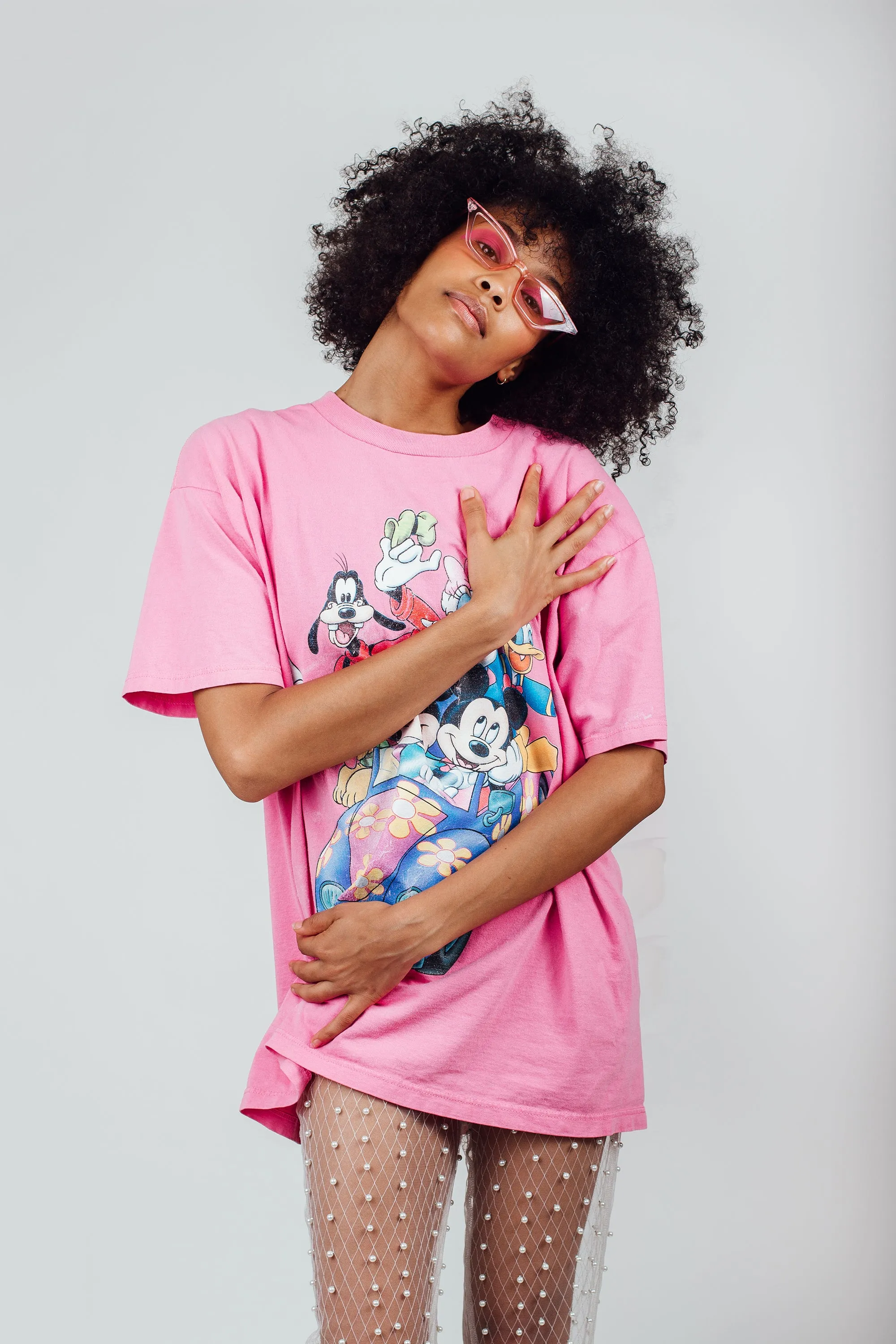Vintage Pink Mickey Mouse T-Shirt | L