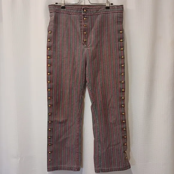 Vintage Stripe Jeans with Button Details Size 35 x 29