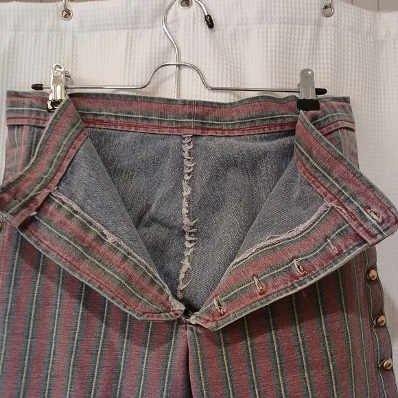 Vintage Stripe Jeans with Button Details Size 35 x 29