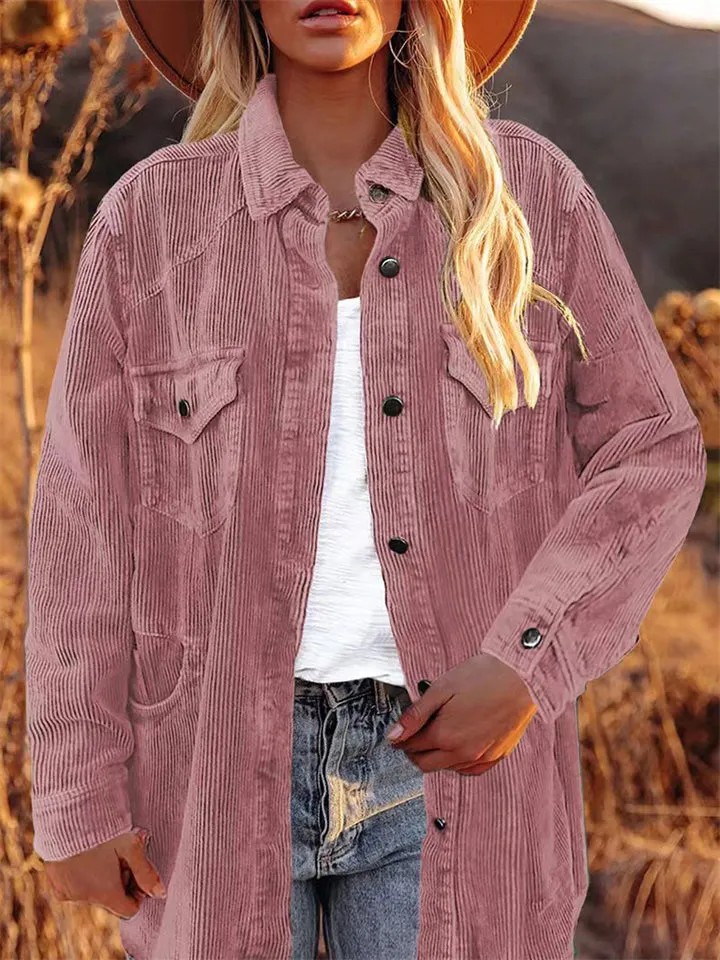 Vintage Thicken Autumn Winter Corduroy Cozy Women's Blouses