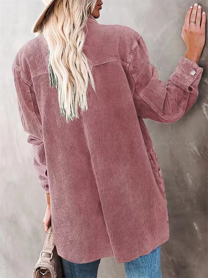 Vintage Thicken Autumn Winter Corduroy Cozy Women's Blouses