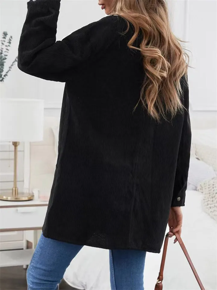 Vintage Thicken Autumn Winter Corduroy Cozy Women's Blouses