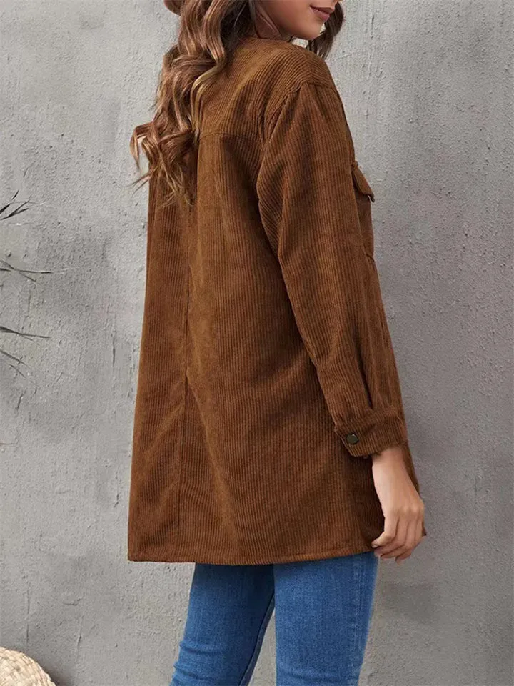 Vintage Thicken Autumn Winter Corduroy Cozy Women's Blouses