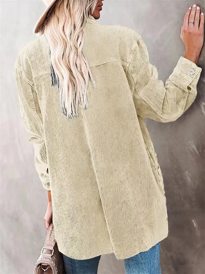 Vintage Thicken Autumn Winter Corduroy Cozy Women's Blouses