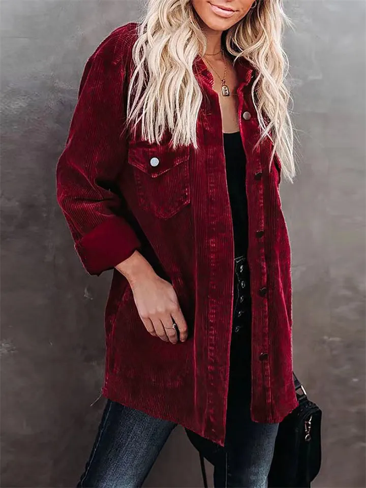 Vintage Thicken Autumn Winter Corduroy Cozy Women's Blouses