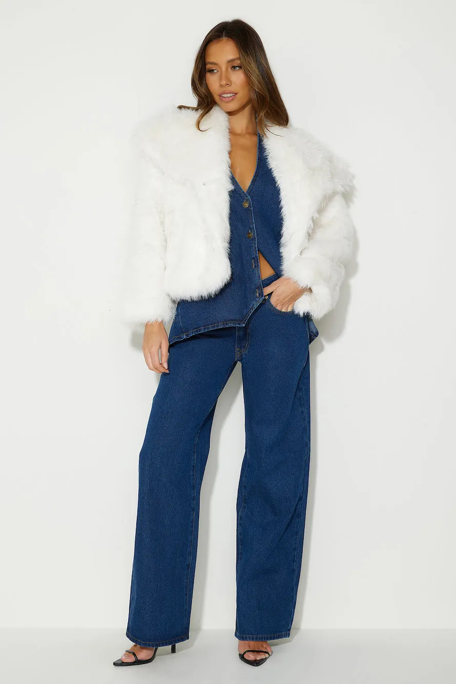 Warm And Stylish Faux Fur Coat White