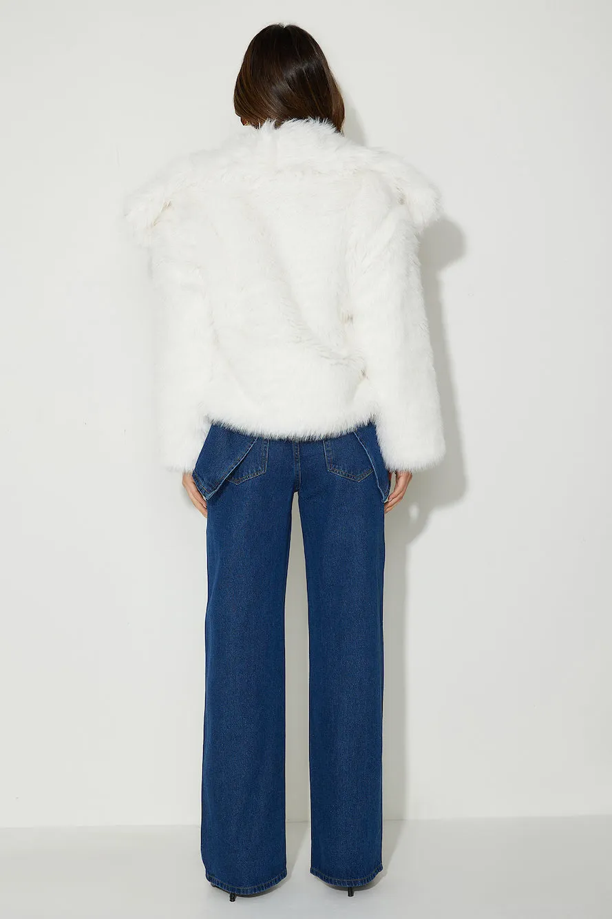 Warm And Stylish Faux Fur Coat White