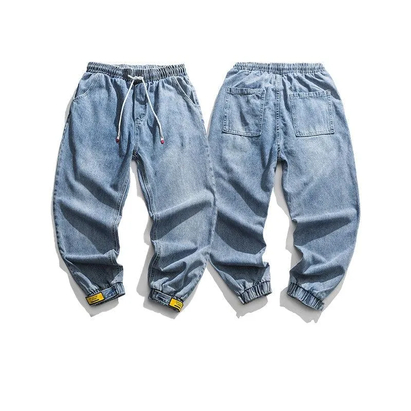 Washed Blue Fit Beamed Jeans