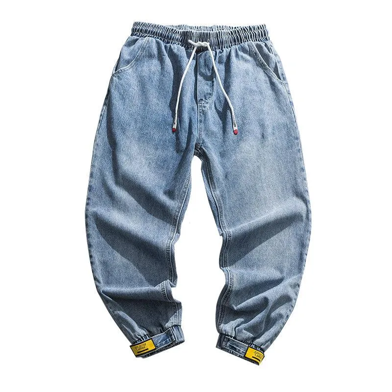 Washed Blue Fit Beamed Jeans