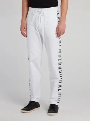 White Logo Seam Fleece Pants
